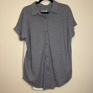 Smartwool Merino Wool Blend Button Down Short Sleeve Shirt Gray Large‎